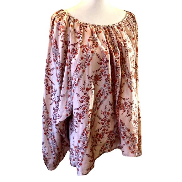 Mes Demoiselles Paris Silk Peasant Blouse – Bohemian Balloon Sleeve Top, Size T2 - Picture 1 of 8